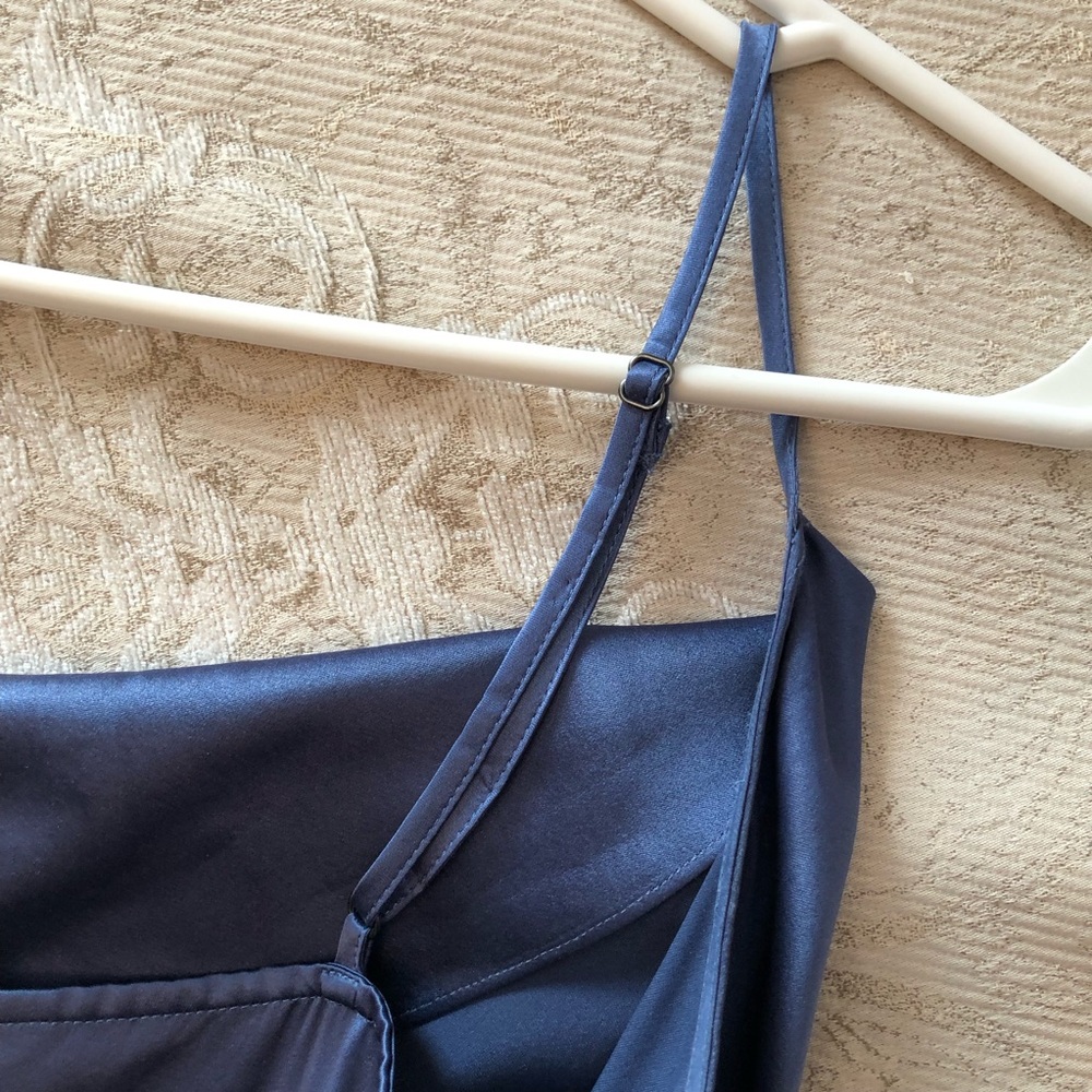 VERONICA BEARD Natasha Steel Blue Ruched Slip Dress - Picture 16 of 16